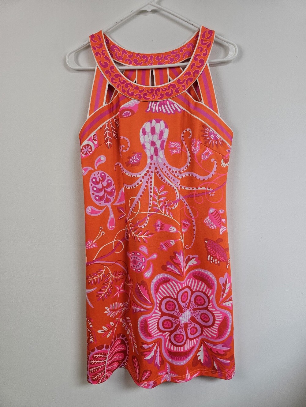 Gretchen Scott Sea Of Life Mini Neon Vibrant Sea Life Ocean Animals Cutout Dress